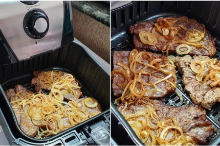 Receita de Bife Acebolado na Air Fryer